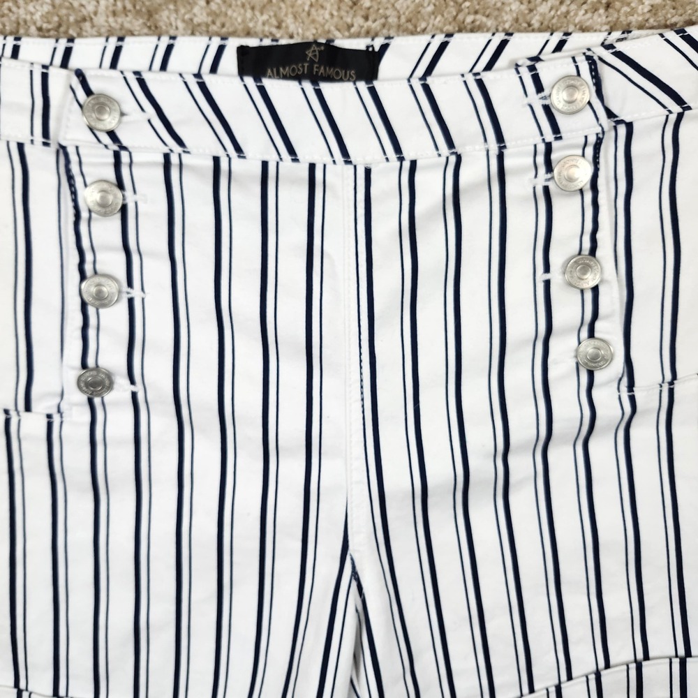 Almost Famous Shorts Striped Sailor High Waisted Navy White Size 16 - Picture 3 of 8